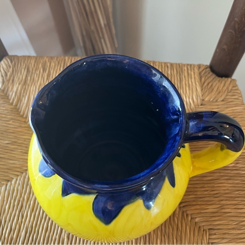 Cynthia Cupples Pottery Signed Rare Vintage Jug Blue and Yellow pitcher CANADA - Picture 3 of 9